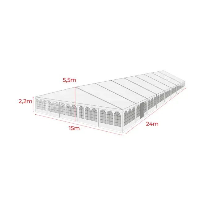 Telt 15 × 24 meter (360m2)
