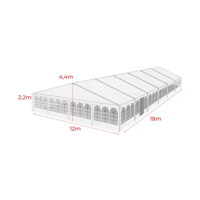 Telt 12 × 18 meter (216m2)