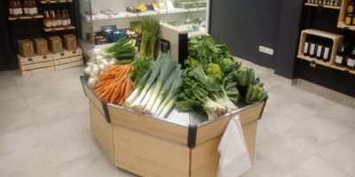 Isla para Frutas y Verduras Premium – Acabado Roble Natural