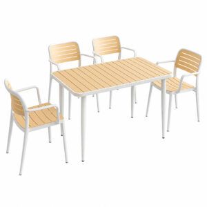Conjunto mesa y 4 sillas metal composite Mod. Kelly