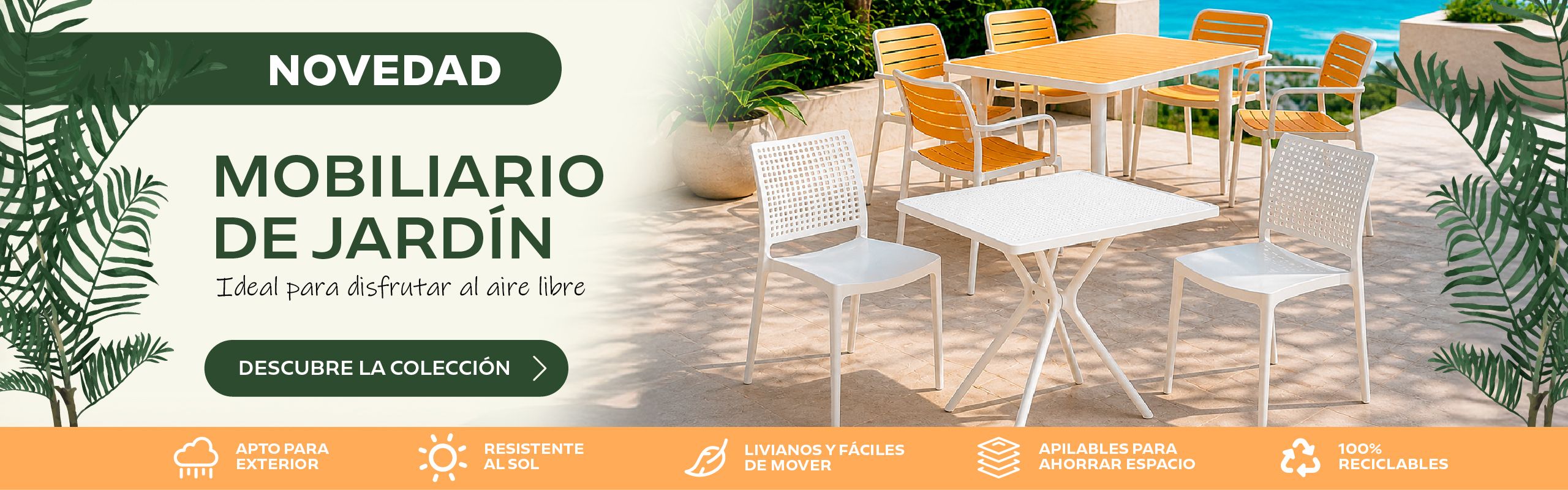 Conjunto Mesa y Sillas Beige resistentes para exterior