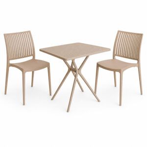Conjunto Mesa y Sillas Blancas resistentes para exterior (Lina + Brenda)