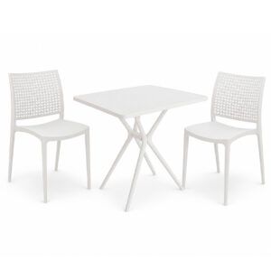 Conjunto Mesa y Sillas Blancas resistentes para exterior (Lina + Stilo)