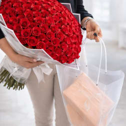 50 Red Roses Wrapped Bouquet
