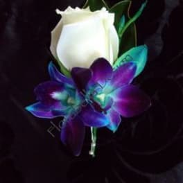 Purple And White Boutonniere