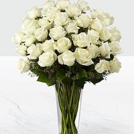 36 Roses White Long Stem Arranged In A Vase