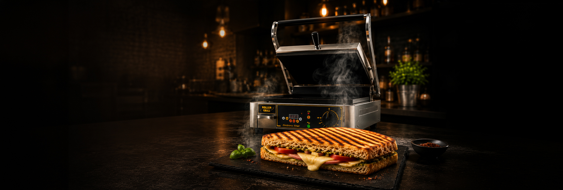 Glaskeramik-Kontaktgrill GVS335 mit elektronischer Zeitschaltuhr