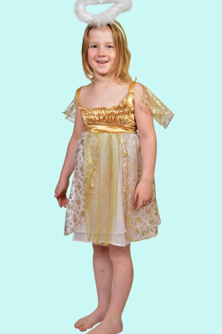 Kostüm goldener Engel Gr. 128 für Kinder