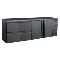 Flaschenkühltisch BBC440 schwarz - 698L - 2 Türen + 4 Schubladen