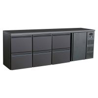 Flaschenkühltisch BBC460 schwarz - 698L - 1 Tür + 6 Schubladen