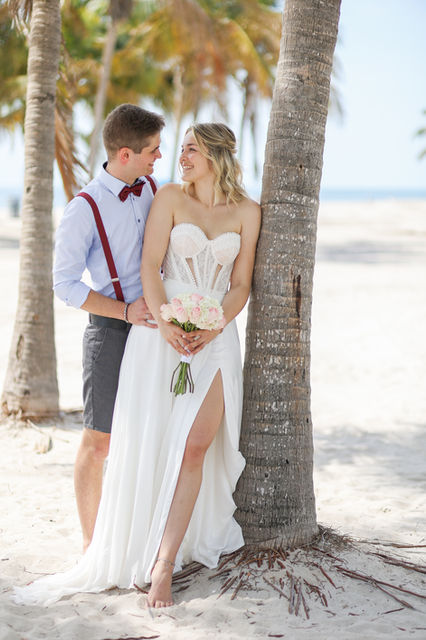 Beach Wedding with Limousine