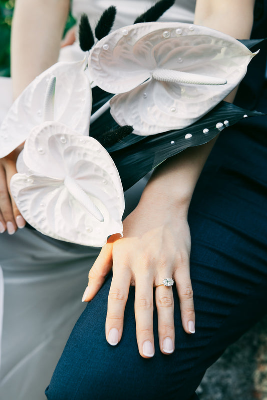 "Black & White Pearls" Anthurium Bridal Bouquet