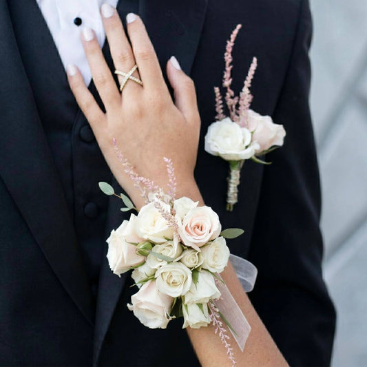 Blush Rose Boutonnière & Corsage Set