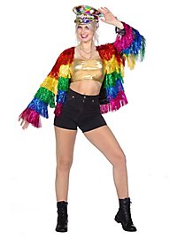 Glitzer Festivaljacke Regenbogen