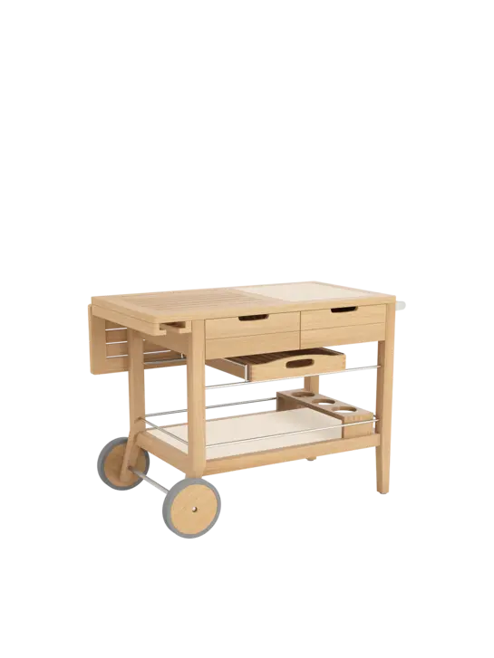 Barwagen Teak/Keramik Chalk