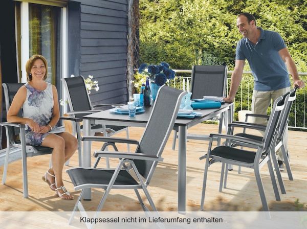 Calvi Stapelsessel-Set + Lofttisch vivodur 165 x 95 cm