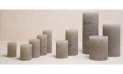 Stumpenkerze rustik BoHo Style 60 x 100 mm, hellgrau