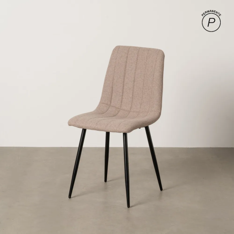 Silla beige tejido-metal salón 44 x 51 cm