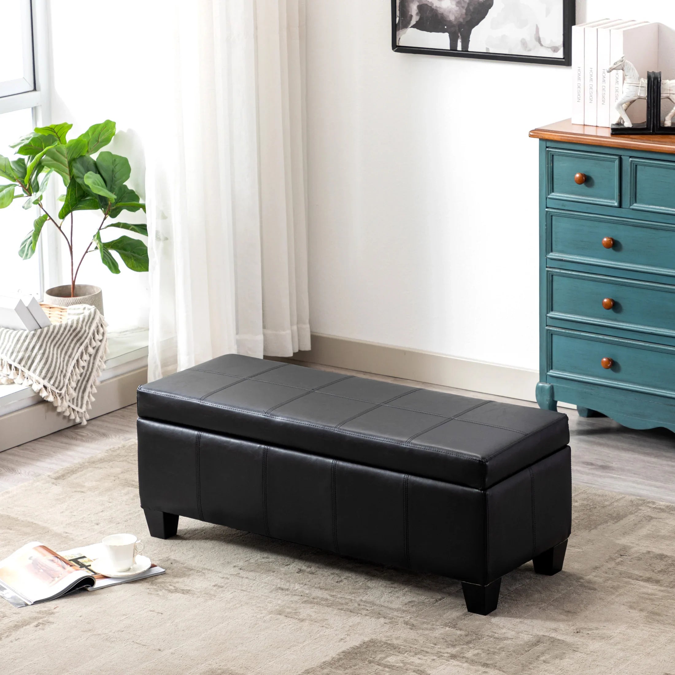 Baltimore 42" Faux Leather Storage Ottoman Bench