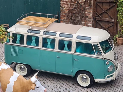 Dein Hochzeitsauto VW T1 Samba Bus türkis-weiss BJ 1968