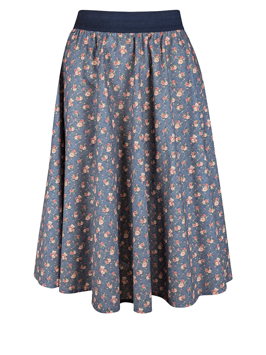 Berwin & Wolff Tellerrock, blau gemustert, Stretchbund