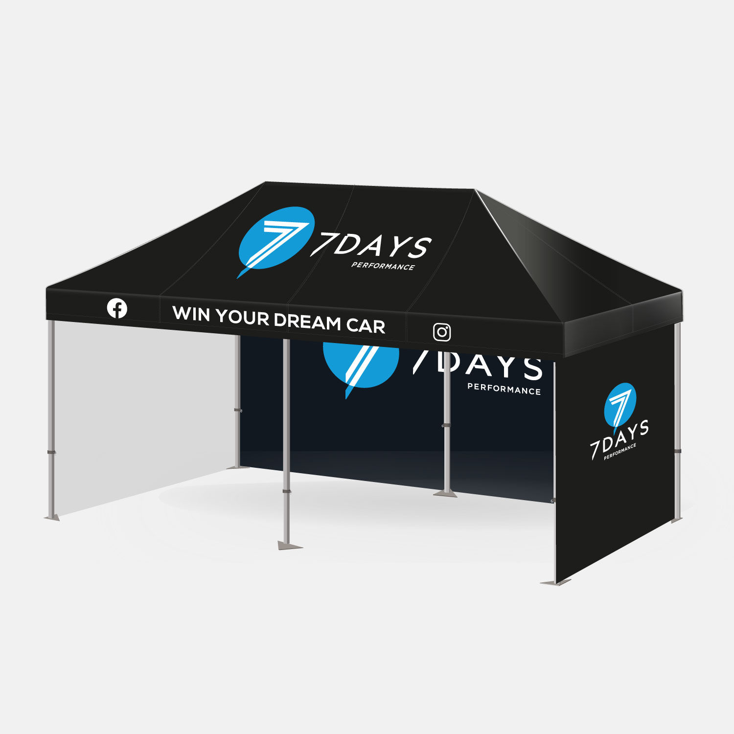 13158 - 3m x 6m Pro 60 Printed Gazebo Bundle w/ Canopy + 3 Walls (1 x Double)