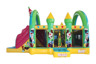 Kleine Hüpfburg Dino mit Rutsche 4,3 m × 4 m × 3,2 m