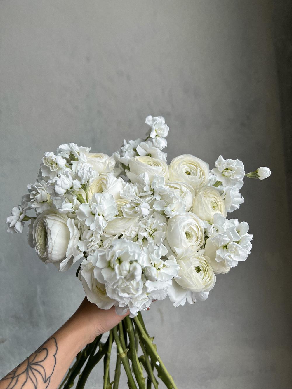 Wedding Bouquet "Timeless Grace" - Roses, Delphinium, Dianthus, Eustoma