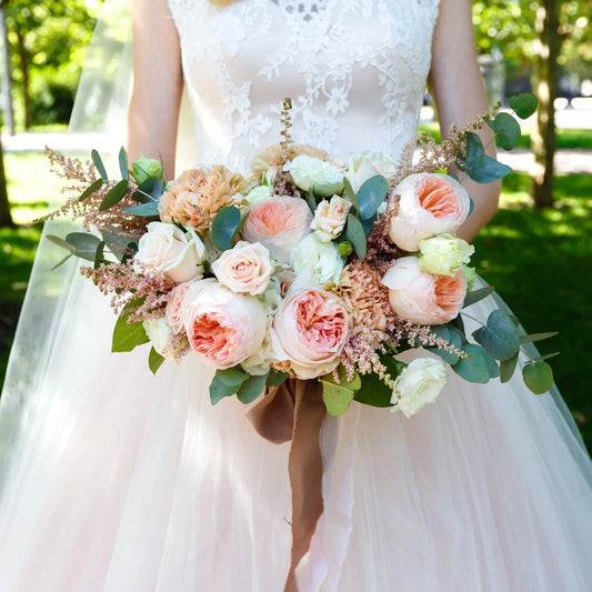 Peach & Cream Garden Rose Bridal Bouquet
