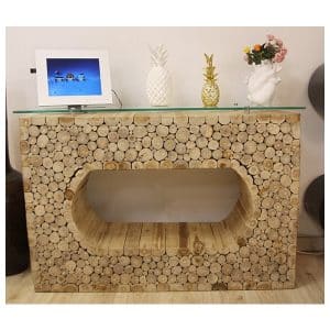 Mesa consola de madera de teca natural