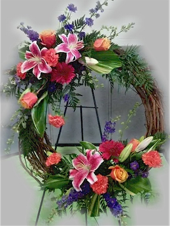 Grapevine Wreath with Lilies