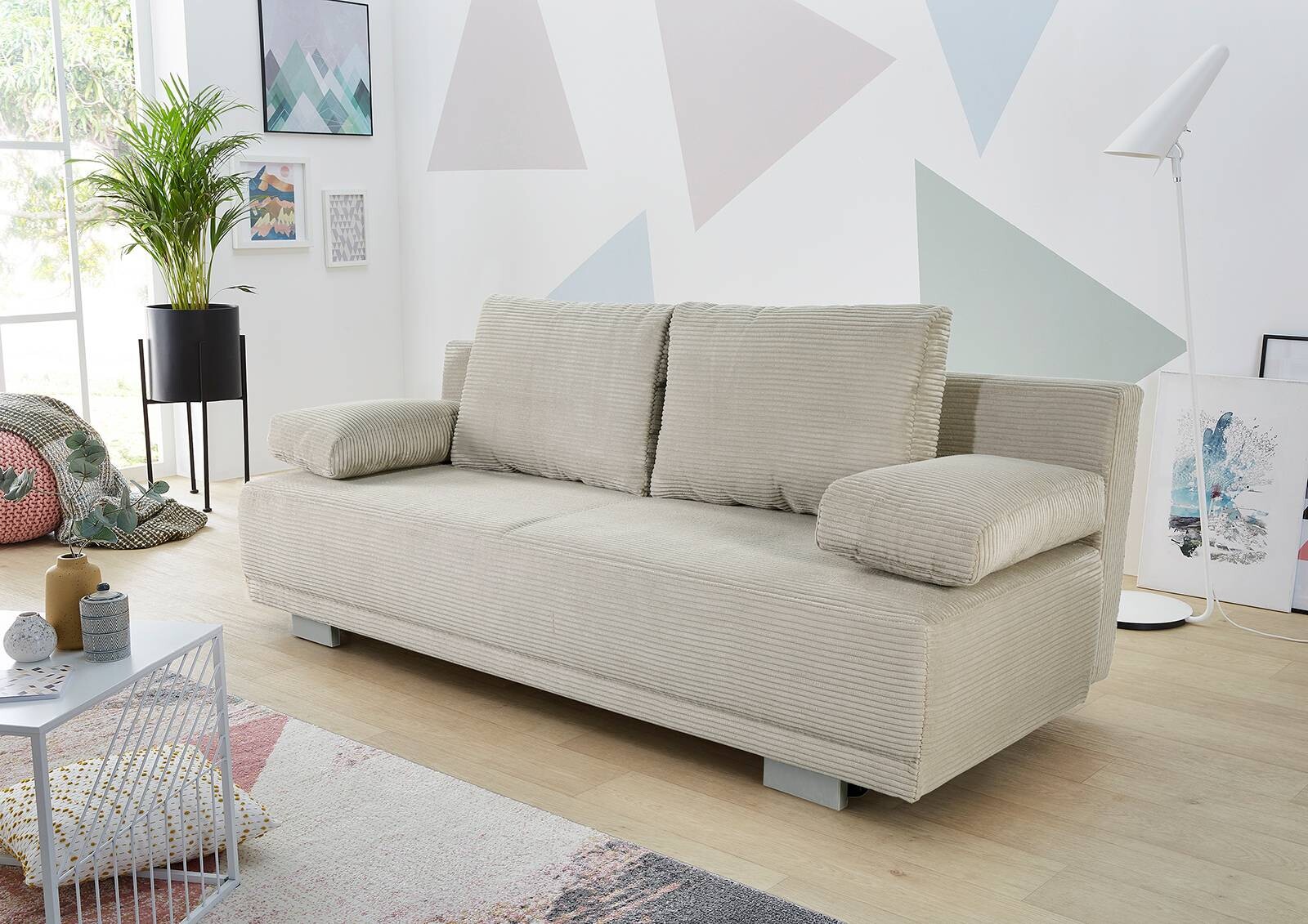 Schlafsofa Greige Microfaser