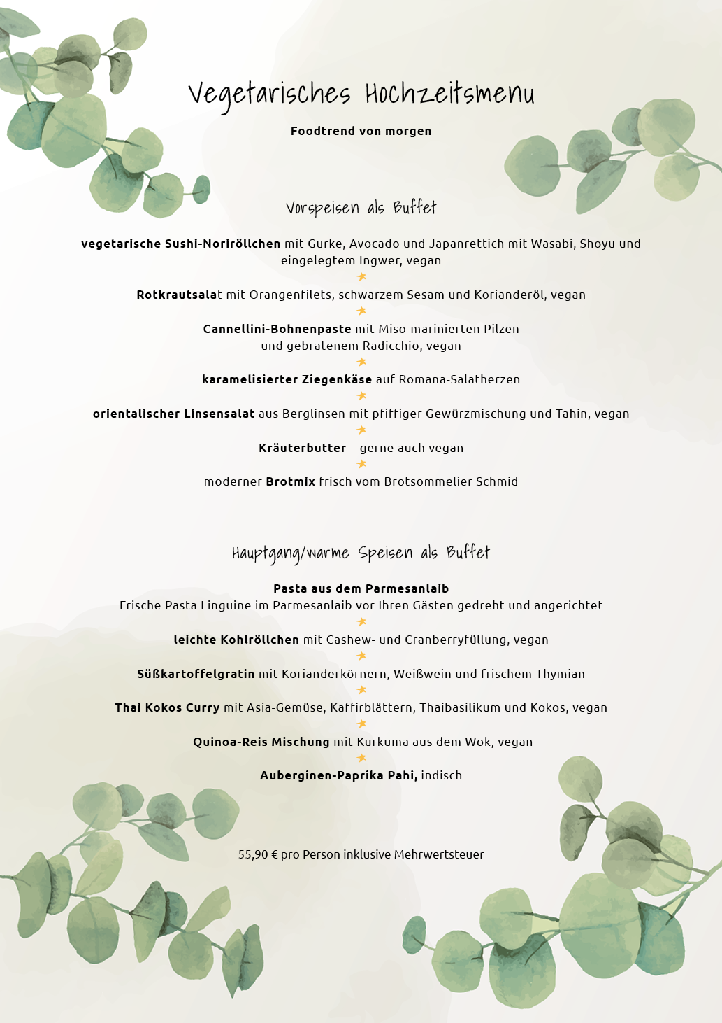 Vegetarisches Menu