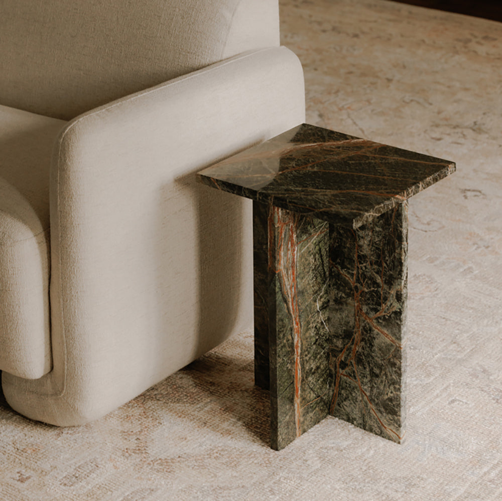 Sable Faux Fur Ottoman