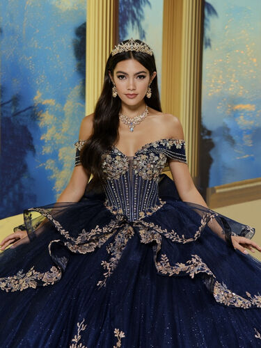 Navy Blue Antique Gold Dress