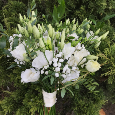 Maria - Bridal Bouquet of white lisianthus, baby's breath and roses
