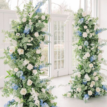 Secrets of Venice - Wedding arch of roses, stock, delphinium, hydrangea, eucalyptus