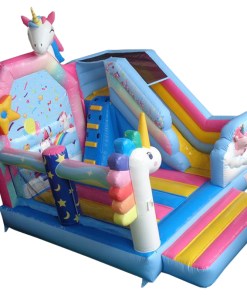 Einhorn Huepfburg mieten mit Rutsche