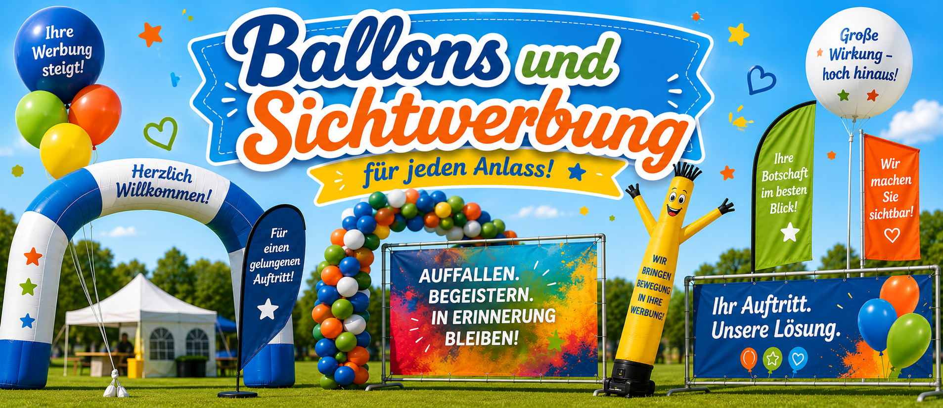 Ballons und Sichtwerbung