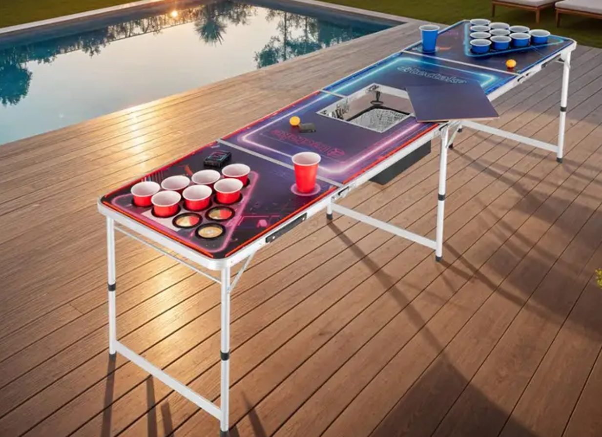 Bierpongtisch LED BeerWars mit 22 Bechern und 2 Bällen