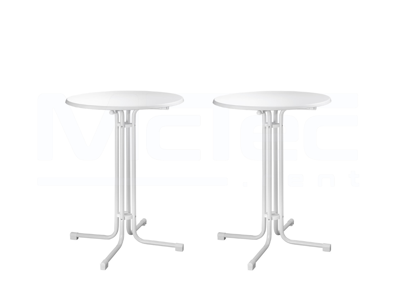 2x Stehtisch (Höhe 110 cm, Ø 70 cm, weiß, klappbar, wetterfest)