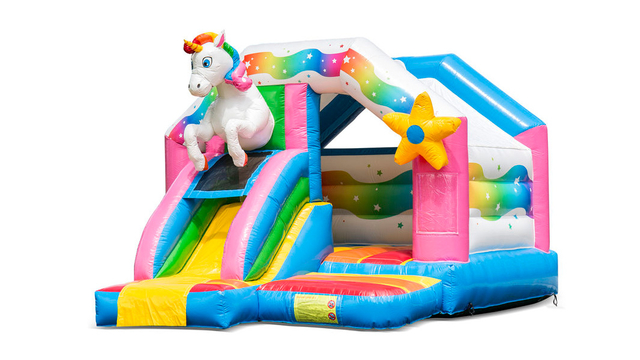 Einhorn Hüpfburg mit Rutsche