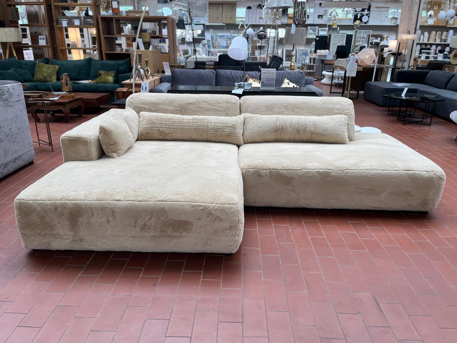 Big Sofa mit Recamiere Azteco Garnitur Ecksofa Felloptik