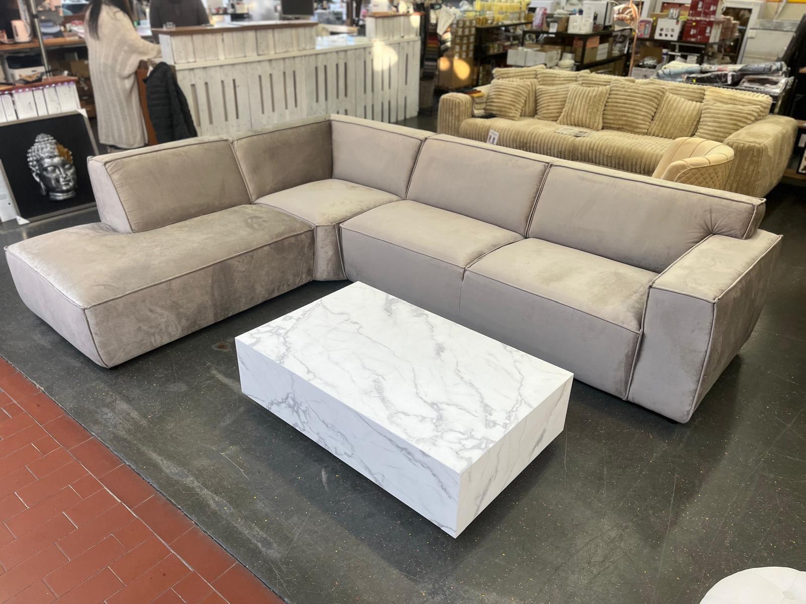 XL Garnitur L-Form Ecksofa Ricardo Sofa Couch Samtoptik