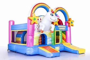 Hüpfburg Multiplay Einhorn mit Rutsche