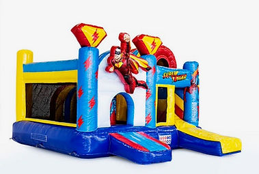 Hüpfburg Multiplay Superhelden mit Rutsche