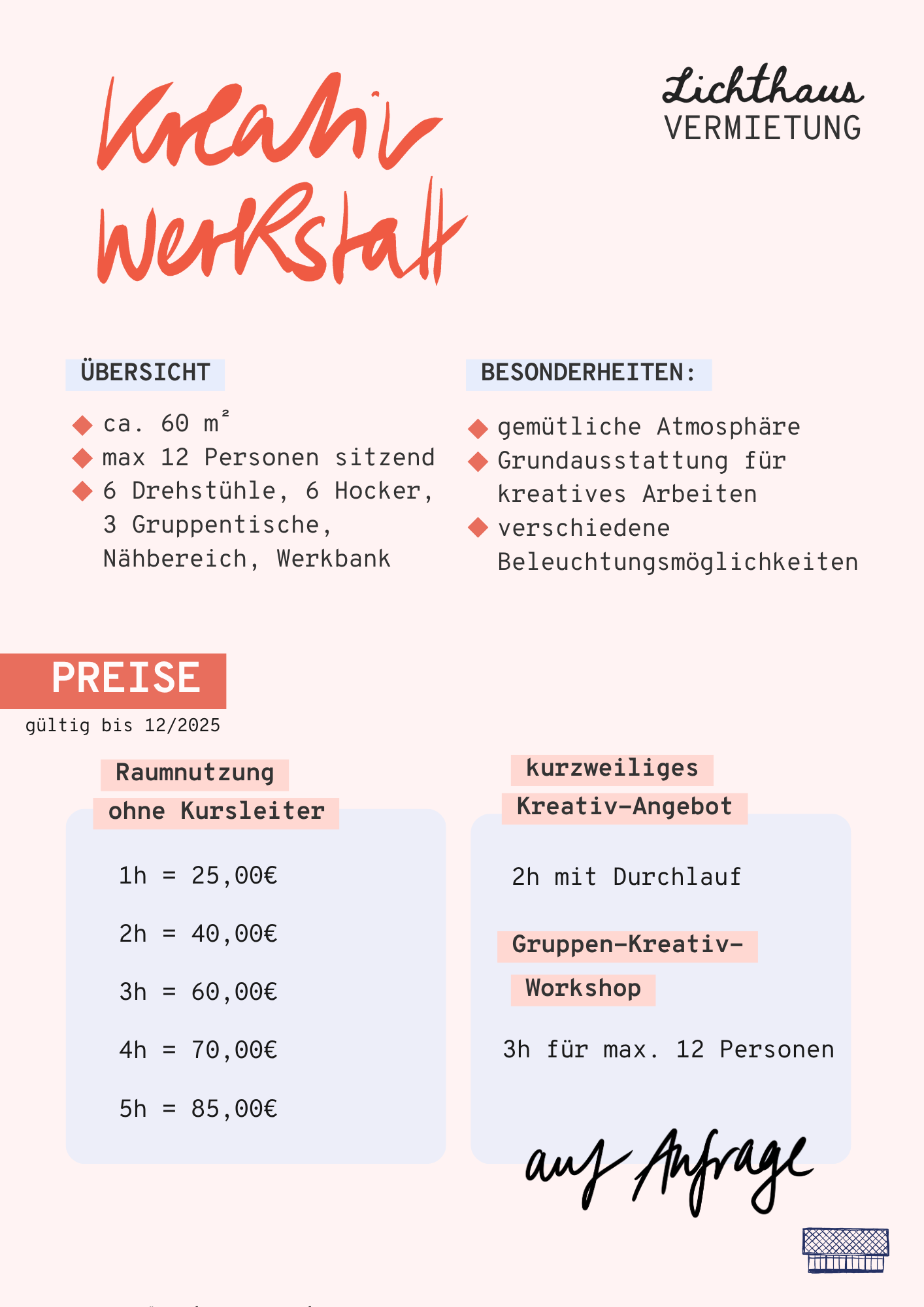 Vermietung Kreativwerkstatt