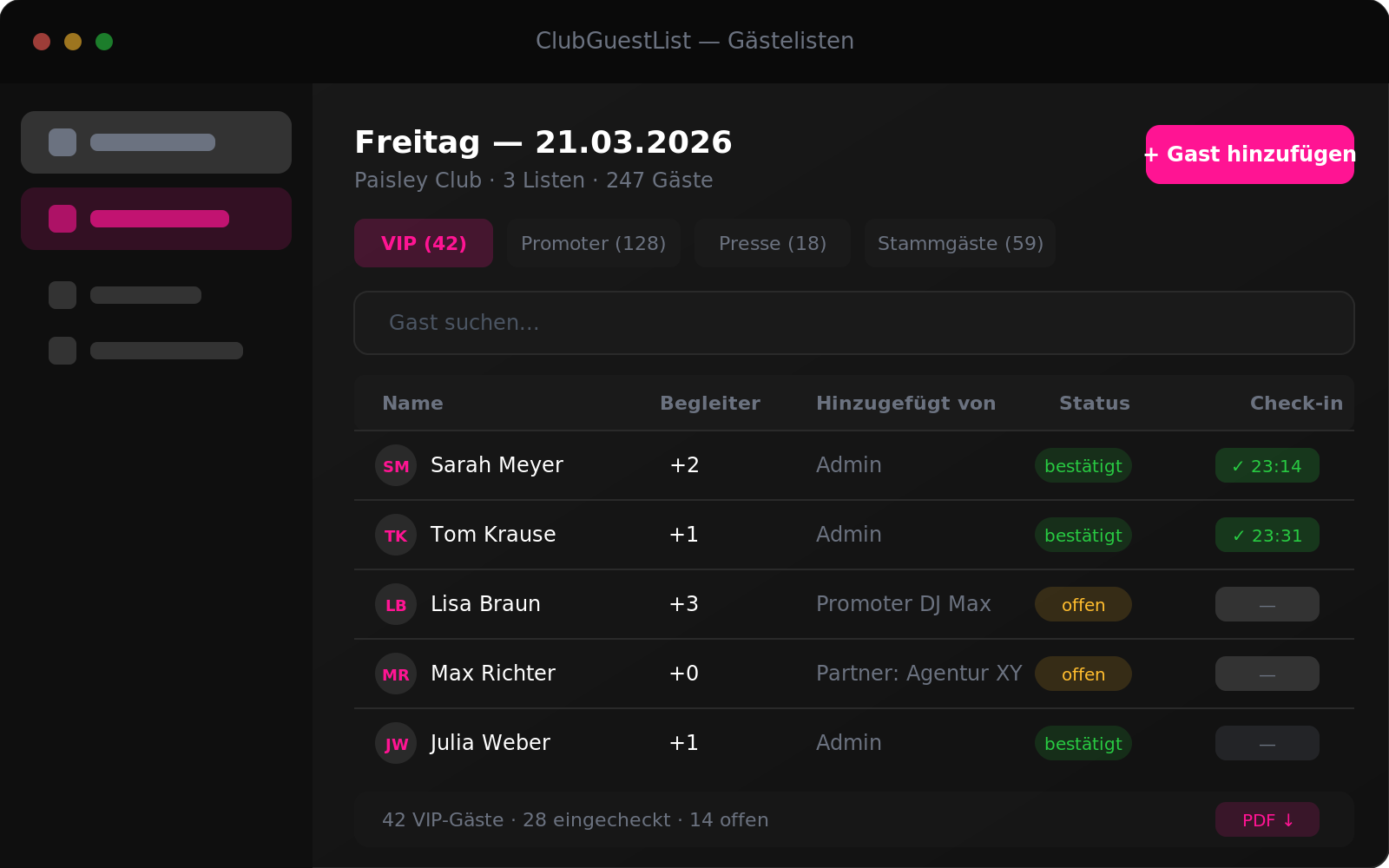 ClubGuestList Gästelisten-Software