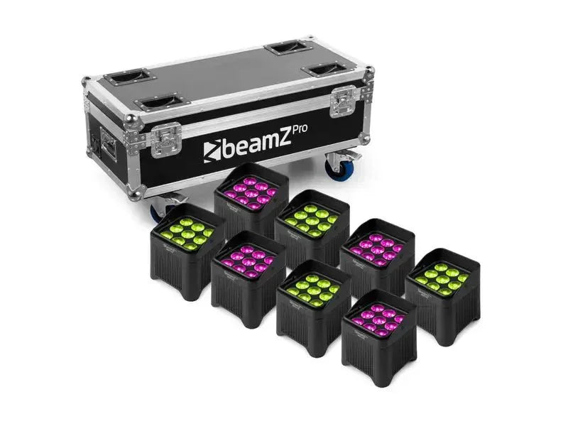 BeamZ Professional BBP48 set van 8 accu uplights in flightcase