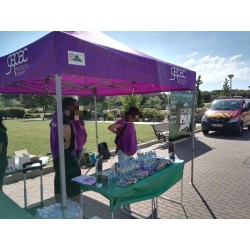 Carpa Personalizada Morada 3x3 (4 Logos)